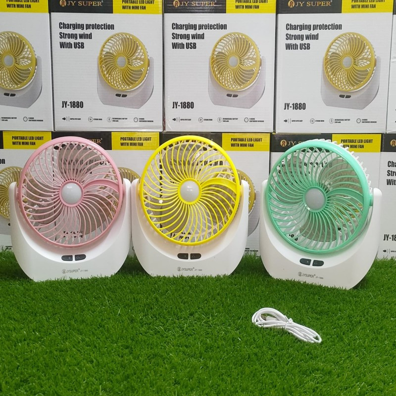 JY-1880 Rechargeable Fan With LED Light