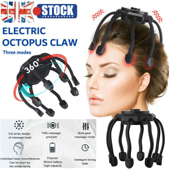 Electric Head Octopus Scalp Massager Therapy Device (Rechargeable)