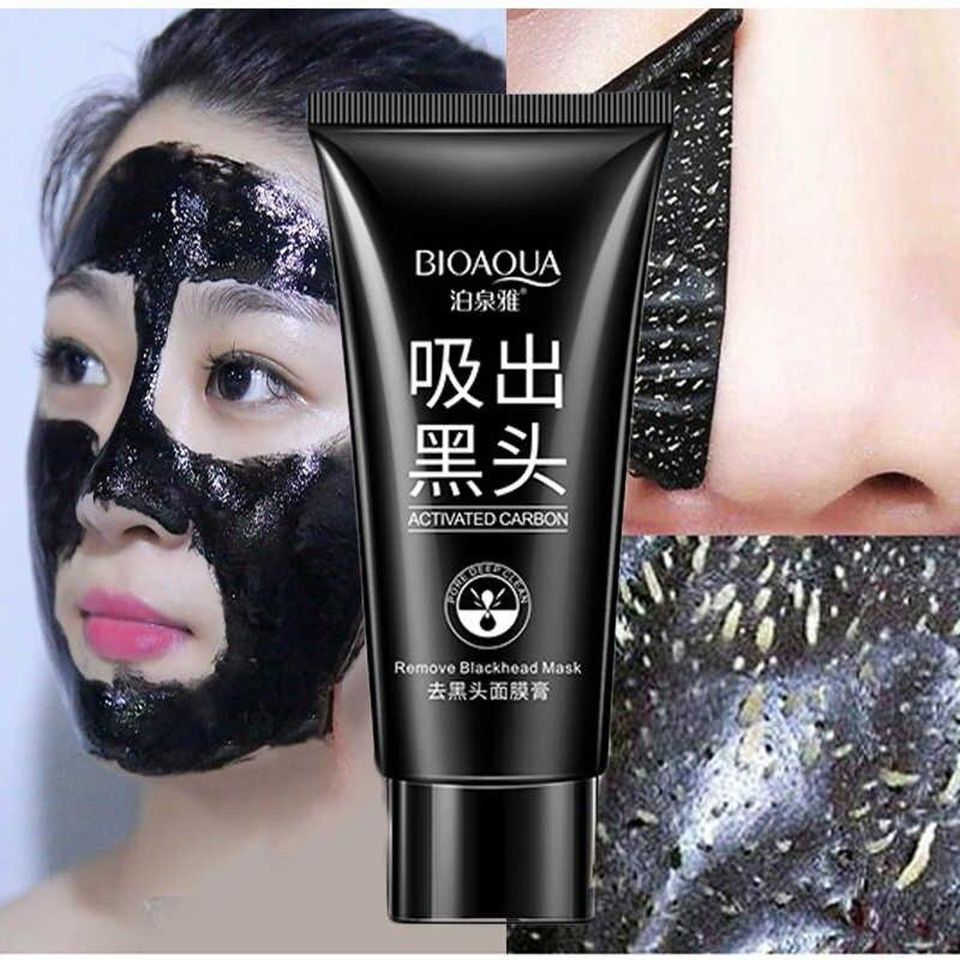 Bioaqua Blackhead Deep cleansing Purifying Peel Acne Pimples Remover Black Mud Mask skin care product- face mask