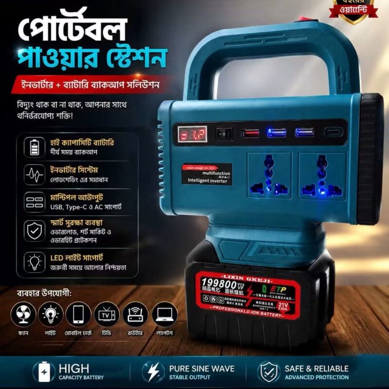 Portable Power Station with Inverter & Battery Backup