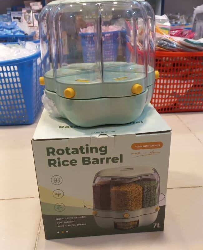 6-Grid Rotating Grid Grain Rice Dispenser Sealed Cereal Separate Bucket Dry Food Container Round Rice Storage Tank Storage Box