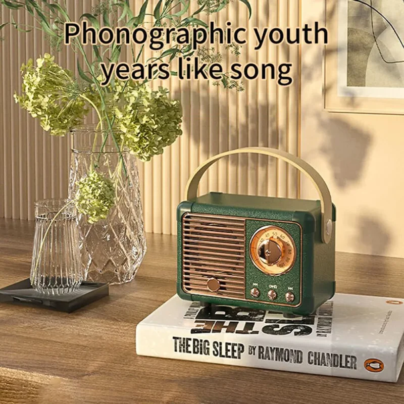 Creative Retro Radio Bluetooth Speaker Classical Music Player Sound Stereo Smart Speaker Wireless Card Mini Portable Subwoofer  (Dark Green)