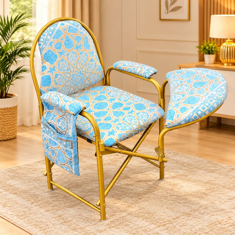 Premium Folding Namaz Chair with Table Sky Blue (আকাশি নীল)